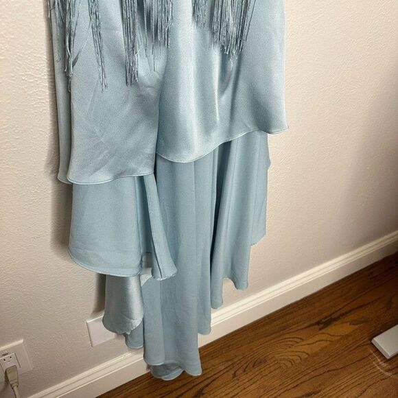 Michael Costello x Revolve Generosity Dress Seafoam Fringe High Low S $218 - Picture 5 of 9